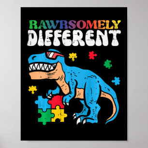 Poster Crianças Autismo Sensibilização Dino Estranhamente