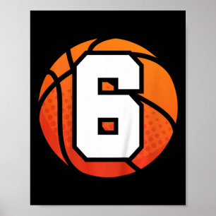 Poster Crianças Basquete Aniversário 6 Número 6 Anos