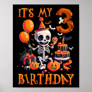 Poster Crianças Boo É o meu esqueleto de Halloween aniver