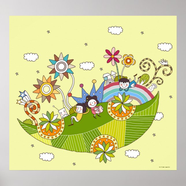 Póster Crianças Brincando com Folha (Frente)