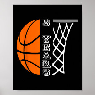 Poster Crianças Bysketbyll Aniversário Para Meninos De 8