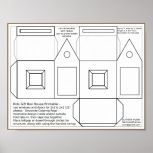 Poster Crianças Caixa de Presente Coloração de Casa Impri