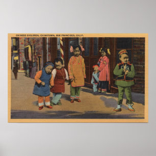 Póster Crianças chinesas em Chinatown San Francisco, CA