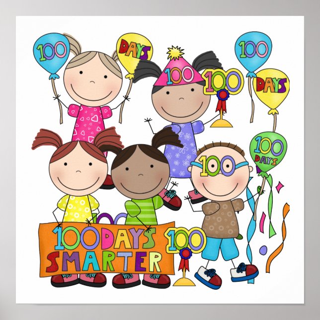 Poster Crianças com Figura Fixa 100 Dias Mais Inteligente (Frente)