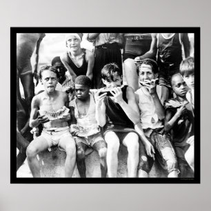 Poster Crianças Comendo Melancia 1910