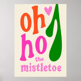 Poster Crianças cor-de-rosa retro Natal MistletoArt Impre