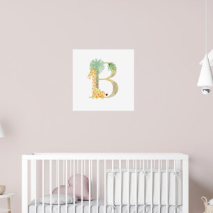 Poster Crianças Cutas Girafa Animal Girafa Monograma B Nu