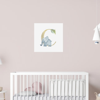 Poster Crianças Cutas Monograma C de Elefante Animal