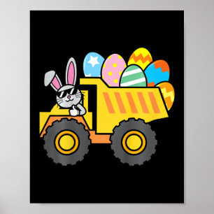 Poster Crianças Cute Páscoa, Caminhão de Ovo, Coelhinhos
