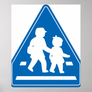 Poster Crianças da Escola Atravessando >> Sinal de Trânsi