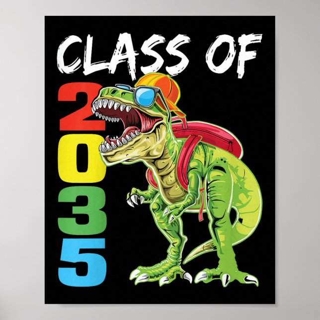Poster Crianças da turma de 2035 T Rex Dinossauro Primeir (Frente)