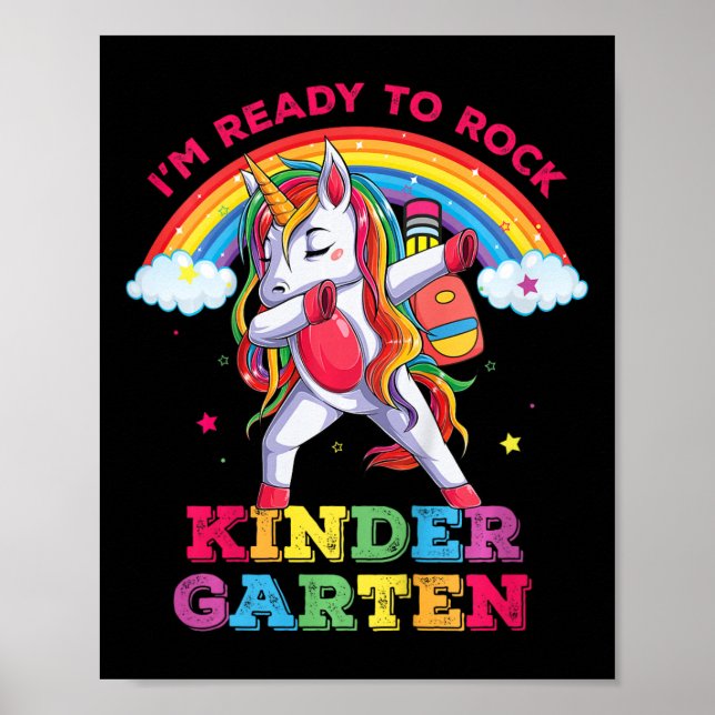 Poster Crianças Dabbing Unicorn Estou Pronta Para Rock In (Frente)