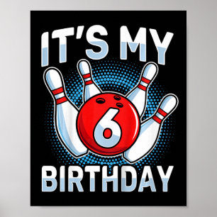 Poster Crianças de 6 anos Boliche Festa de aniversário Bo