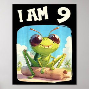 Poster Crianças de 9 Anos de Idade 9 Aniversário Grilos M