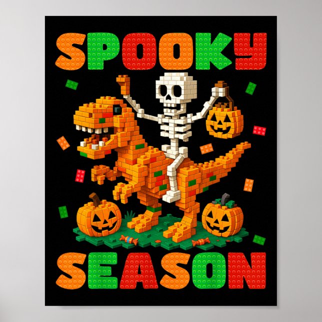 Poster Crianças de Dinossauros do Brick Skeleton (Frente)