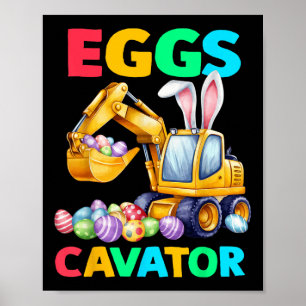 Poster Crianças de escavação de ovos de coelho de páscoa
