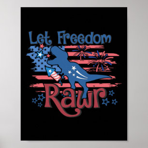 Poster Crianças Deixam Liberdade Rawr T-rex Dinossauro Us