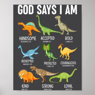 Poster Crianças Deus Diz Eu Sou Dinossauro Divertido Dino
