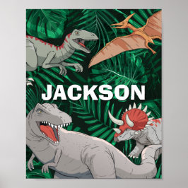 Poster Crianças Dinossauras Personalizadas Dino Jurassic 