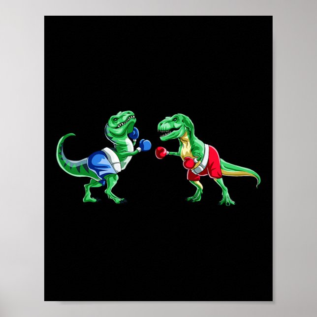 Poster Crianças Dinossauro Boxando T Rex T Camisa Present (Frente)