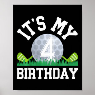 Poster Crianças do 4º aniversário do Golf Boy de quatro a