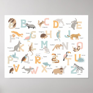 Poster Crianças do alfabeto animal em letras grandes