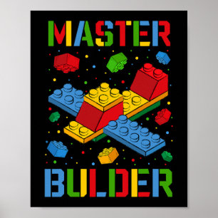 Poster Crianças do Master Builder Construindo blocos cons