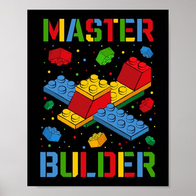 Poster Crianças do Master Builder Construindo blocos cons (Frente)