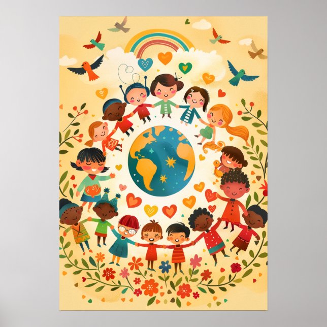 Poster Crianças do Mundo — Diversidade e Paz (Frente)