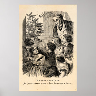 Póster Crianças do Victorian da cena do natal vintage