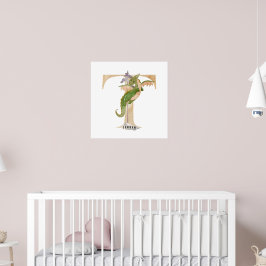 Poster Crianças Dragão Nome Personalizado Monograma T Sal