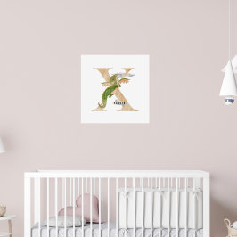 Poster Crianças Dragão Nome Personalizado Monograma X Sal