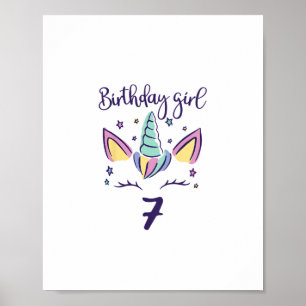 Poster Crianças É o meu aniversário Dabbing Unicorn Rainb