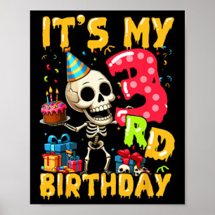 Poster Crianças, é o meu esqueleto de Halloween do aniver