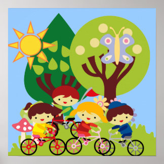 Poster Crianças em Bikes