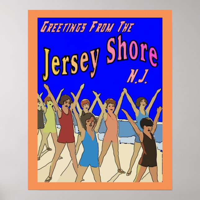 Póster Crianças em Jersey Shore, adicionar texto ou nomes (Frente)
