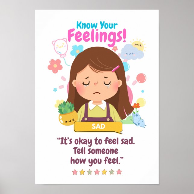 Poster Crianças Emoção Apresentando Triste (Frente)