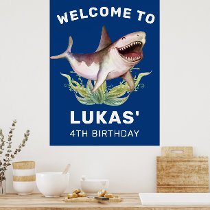 Poster Crianças Engraçadas Festa de aniversário azul d
