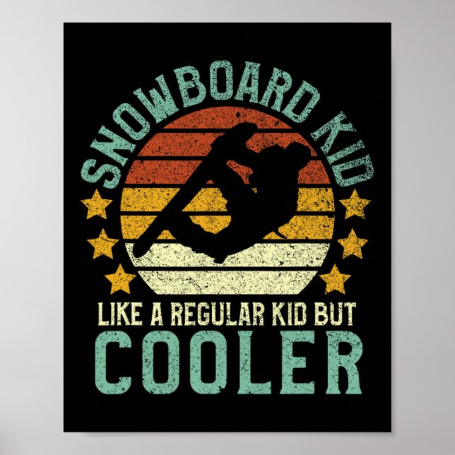 Poster Crianças Engraçadas Vintage Snowboard Dizendo G (Frente)