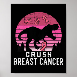 Poster Crianças Esmagam Cancer Rosa Trex Dino Consciência