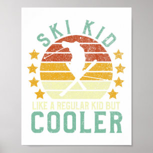 Poster Crianças Esqui Engraçadas Jovem Vintage Skier E Am