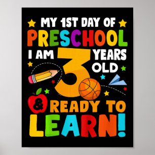 Poster Crianças Estou Pronto para Aprender Primeiro Dia d