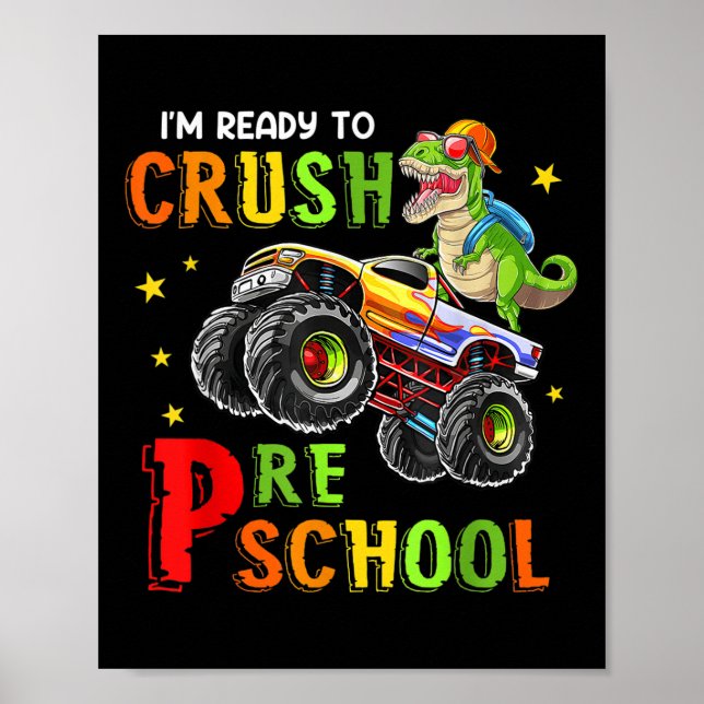 Poster Crianças Estou Pronto Para Dominar Pré-k Dinossaur (Frente)