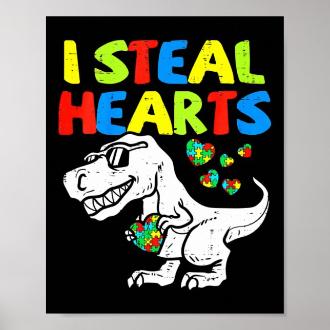 Poster Crianças Eu Roubo Dinossauro De Corações (Frente)