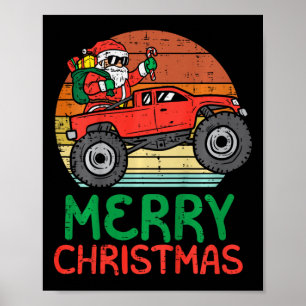 Poster Crianças Feliz Natal Papai Noel Caminhão Monstro N