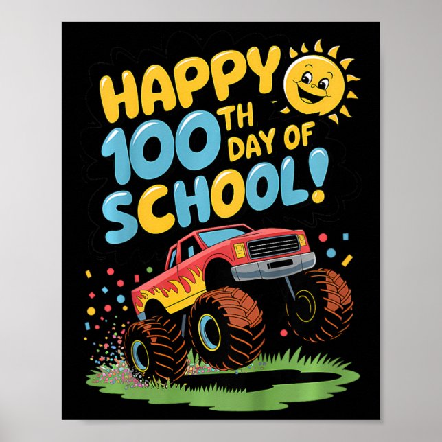 Poster Crianças Felizes 100º Dia De Desenho De Caminhão D (Frente)