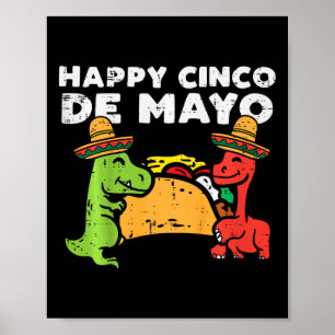 Poster Crianças Felizes Cinco De Mayo Dinos Taco Crianças