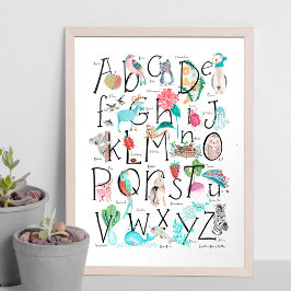 Póster Crianças fofas ABC Alfabeto | Arte para Parede de