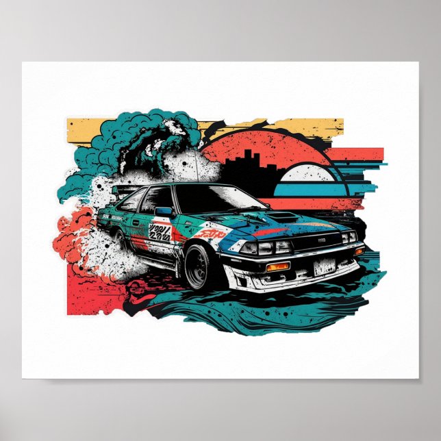 Poster Crianças, garotinho, aventura extrema. Jdm de carr (Frente)