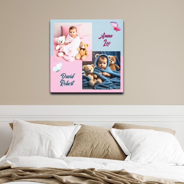 Poster Crianças Gêmeas Doces 2 Fotos Personalizadas (Criador carregado)